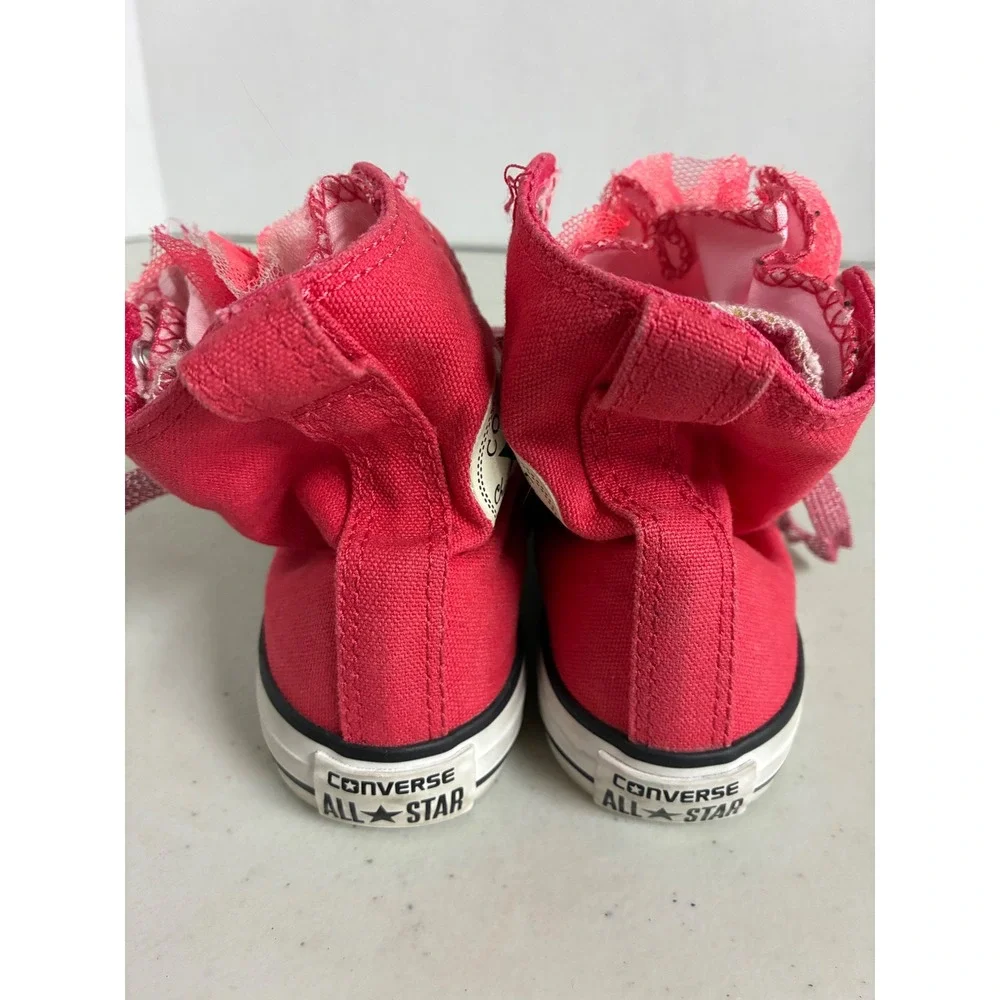 Converse Chuck Taylor All Star Pink Tulle Ruffle Glitter Lace‎ High Top Kids 13